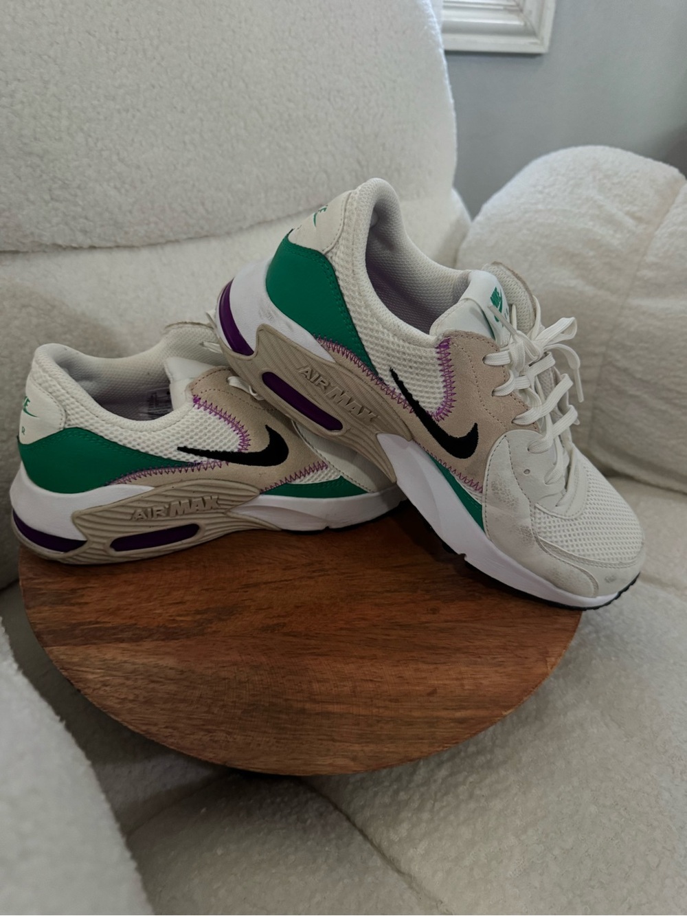 Nike Women’s Athletic Sneakers in White, Green & Purple